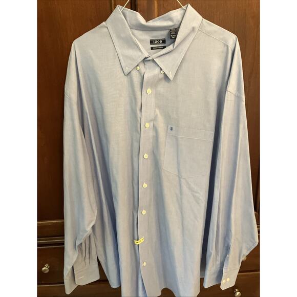 Izod Button Down Shirt Men 4XL Big Blue Premium Essentials Long Sleeve Collared - Picture 2 of 12